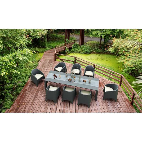 9 Piece Outdoor Rattan Aruba Arm Chair Dining Setting