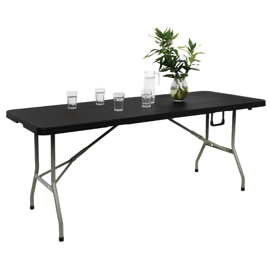 Bolero Centre Folding Table Black - 1.8m