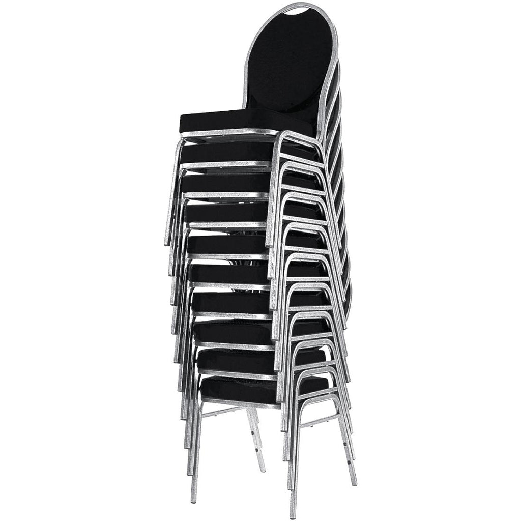 Bolero Steel Banqueting Chair Oval Back with Black Plain Cloth (Pack 4)