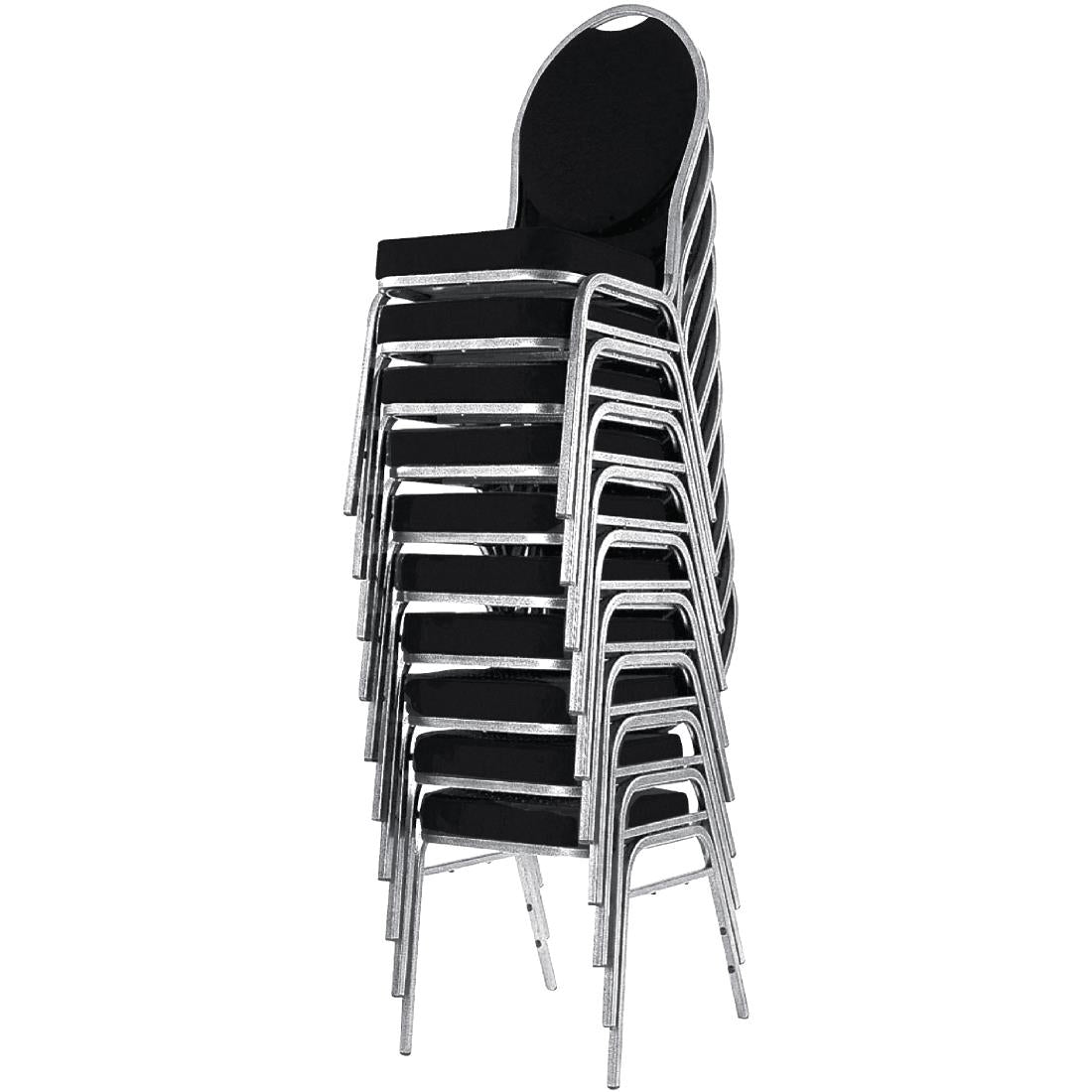 Bolero Steel Banqueting Chair Oval Back with Black Plain Cloth (Pack 4)