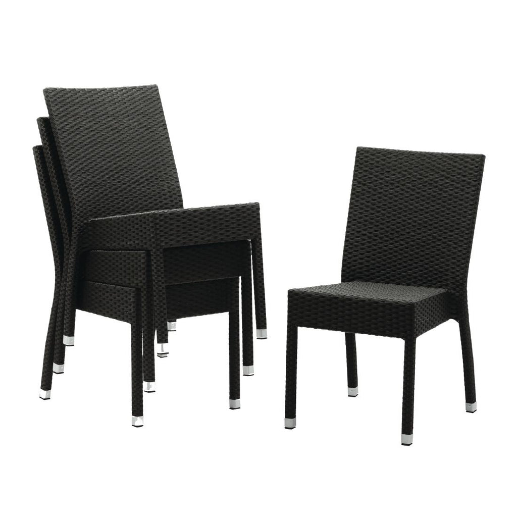 Bolero Wicker Side Chair Charcoal (Pack 4)