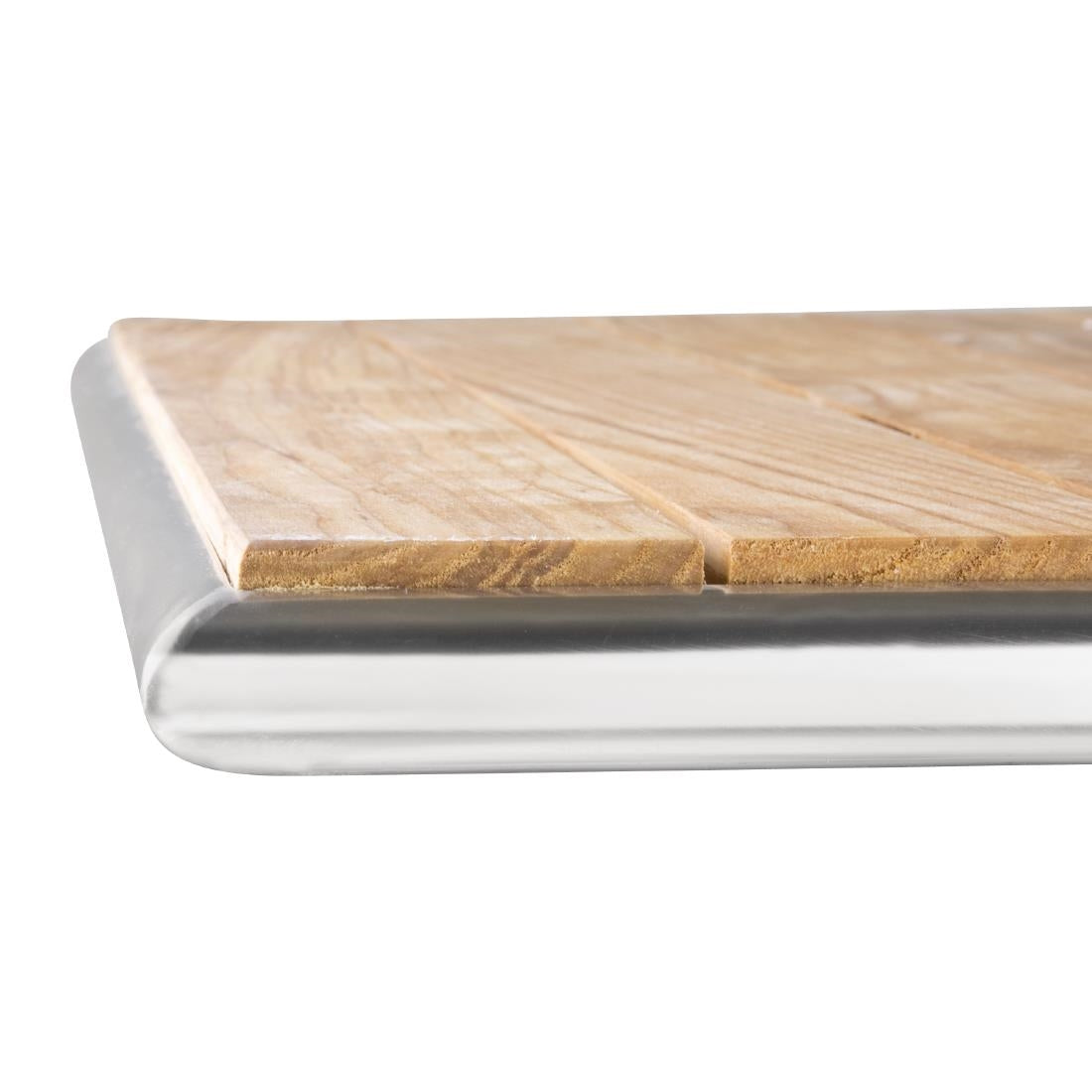 Bolero Square Pedestal Bistro Table Ash & Alu Top - 700mm