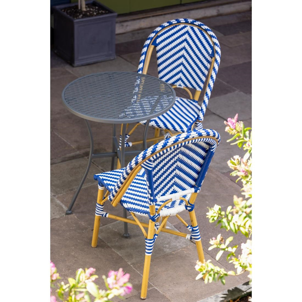 Bolero Parisian Style Wicker Side Chair Blue (Box 2)