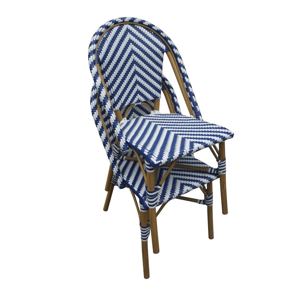 Bolero Parisian Style Wicker Side Chair Blue (Box 2)