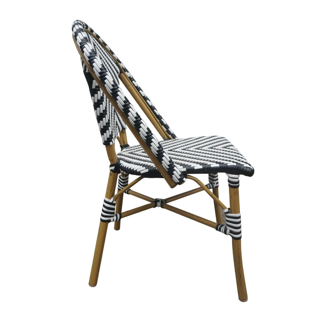 Bolero Parisian Style Wicker Side Chair Black (Box 2)