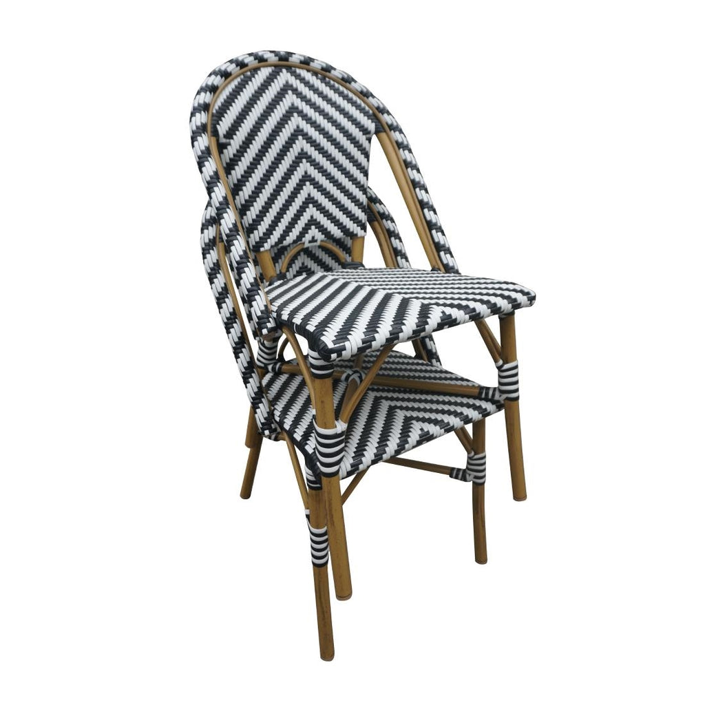 Bolero Parisian Style Wicker Side Chair Black (Box 2)