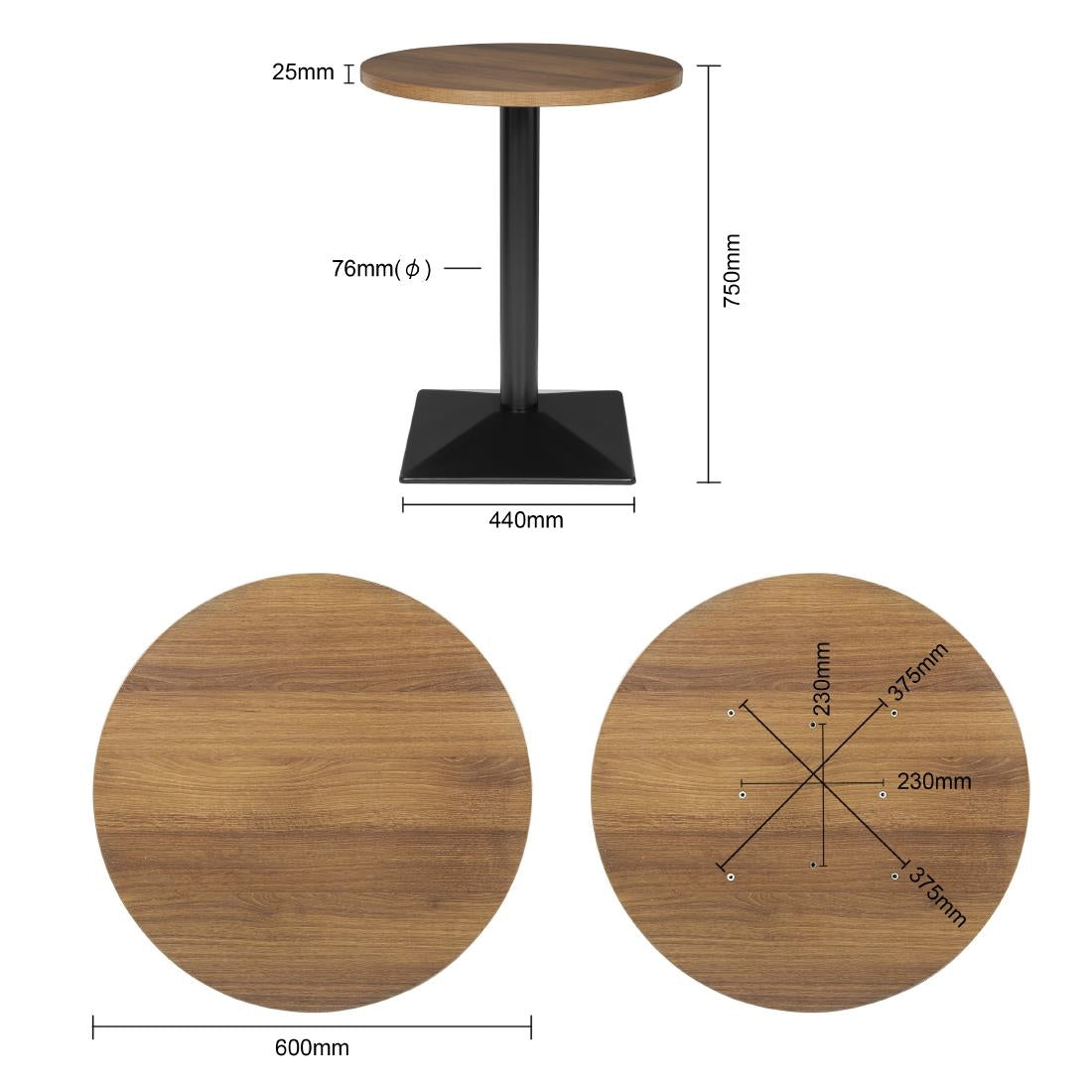 Bolero Complete Table Round - 600mm