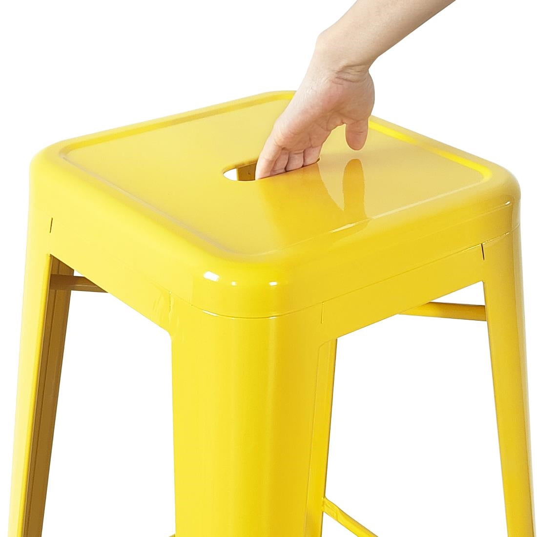 Bolero Bistro Yellow Steel High Stool (Pack 4)
