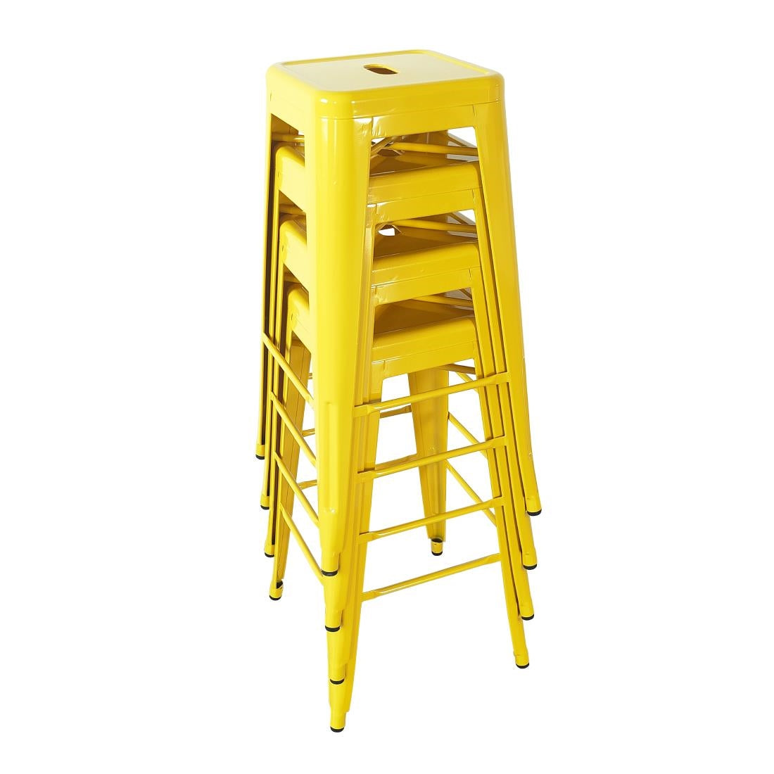 Bolero Bistro Yellow Steel High Stool (Pack 4)