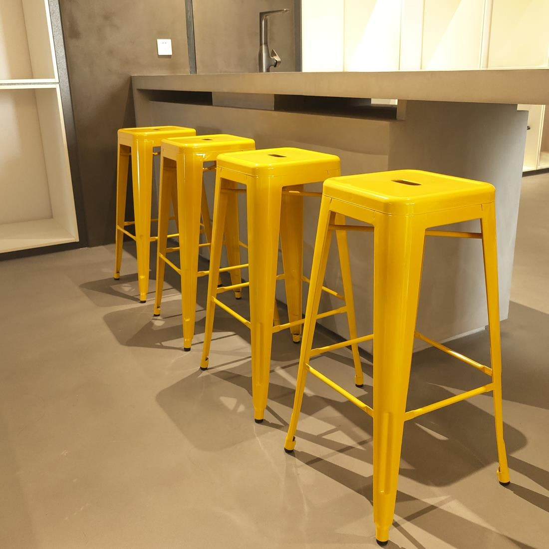 Bolero Bistro Yellow Steel High Stool (Pack 4)