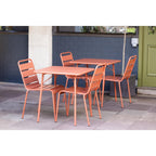 Bolero Terracotta Square Slatted Steel Table - 700mm