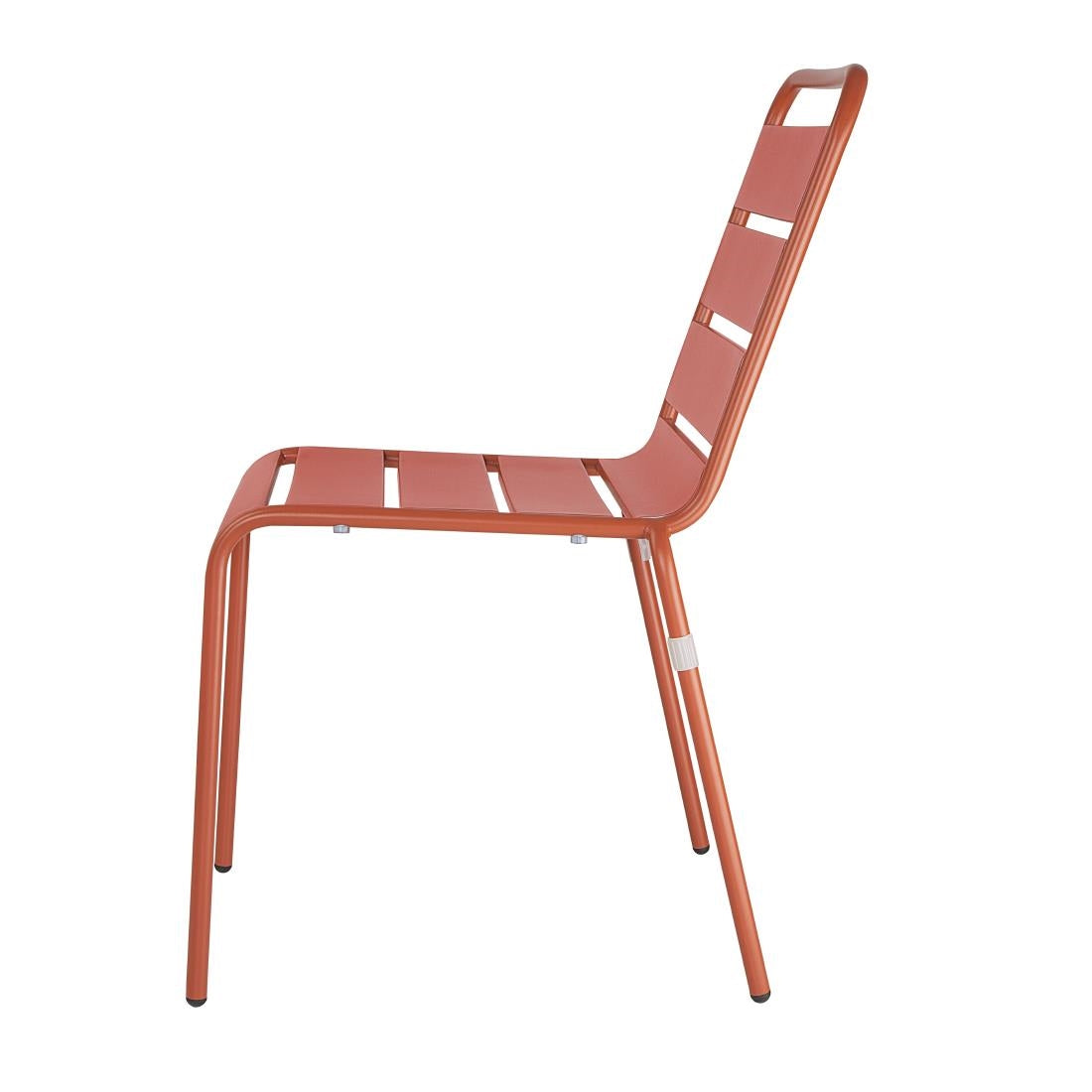 Bolero Terracotta Slatted Steel Side Chairs (Pack 4)