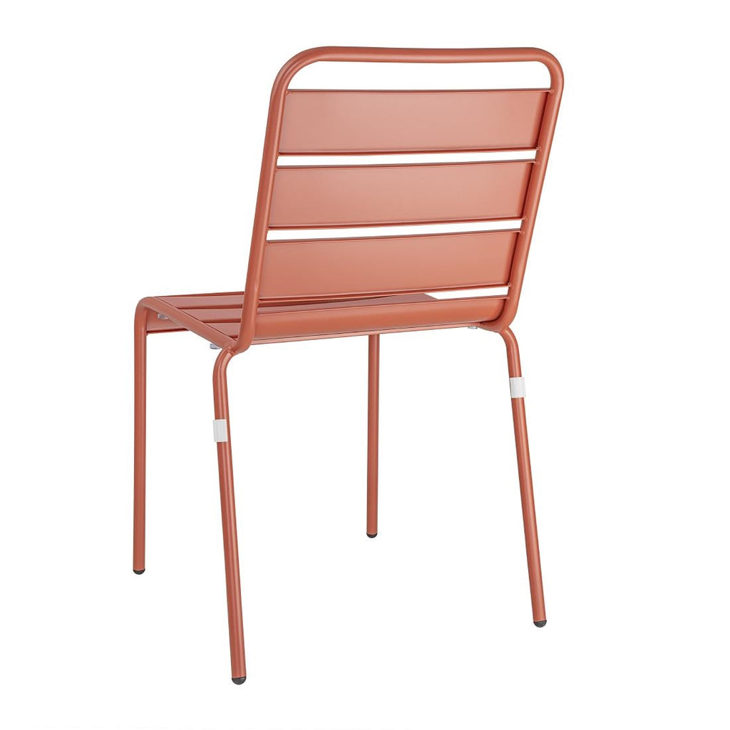 Bolero Terracotta Slatted Steel Side Chairs (Pack 4)