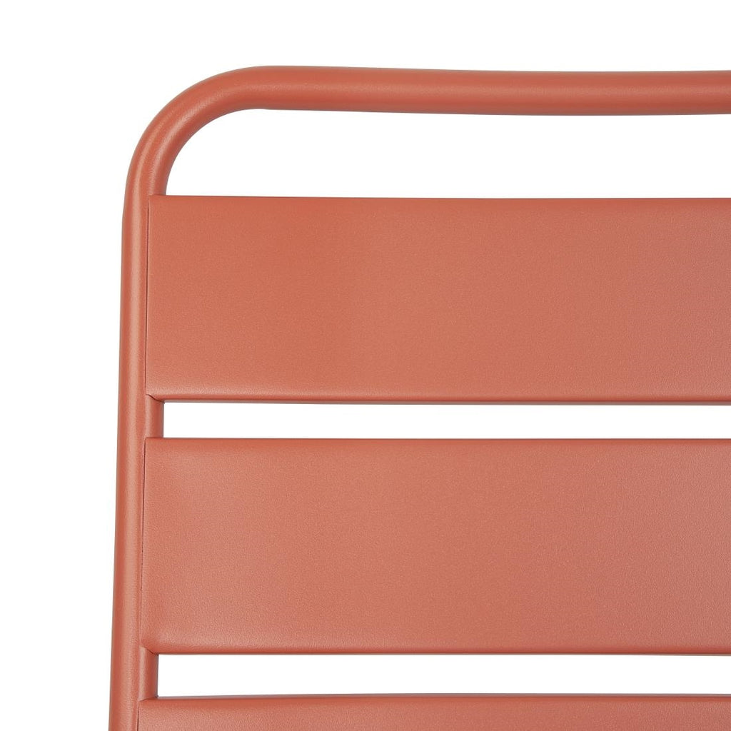 Bolero Terracotta Slatted Steel Side Chairs (Pack 4)