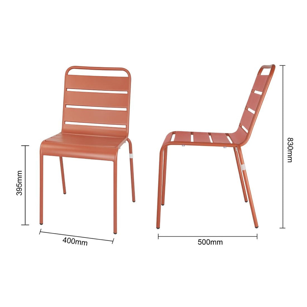 Bolero Terracotta Slatted Steel Side Chairs (Pack 4)