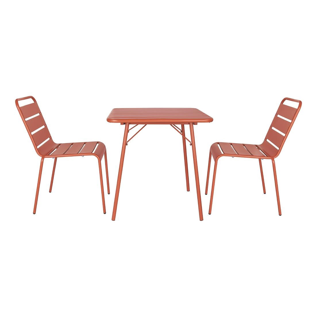 Bolero Terracotta Slatted Steel Side Chairs (Pack 4)