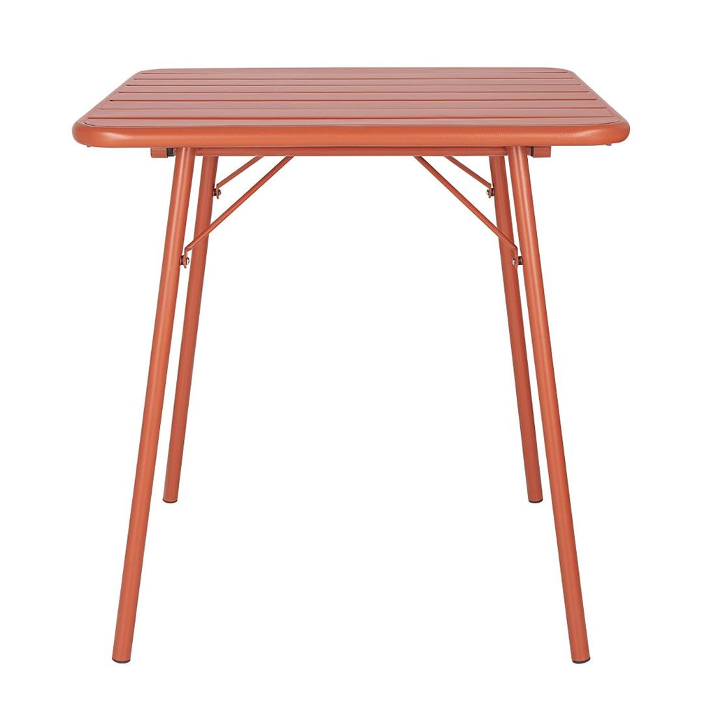 Bolero Terracotta Square Slatted Steel Table - 700mm