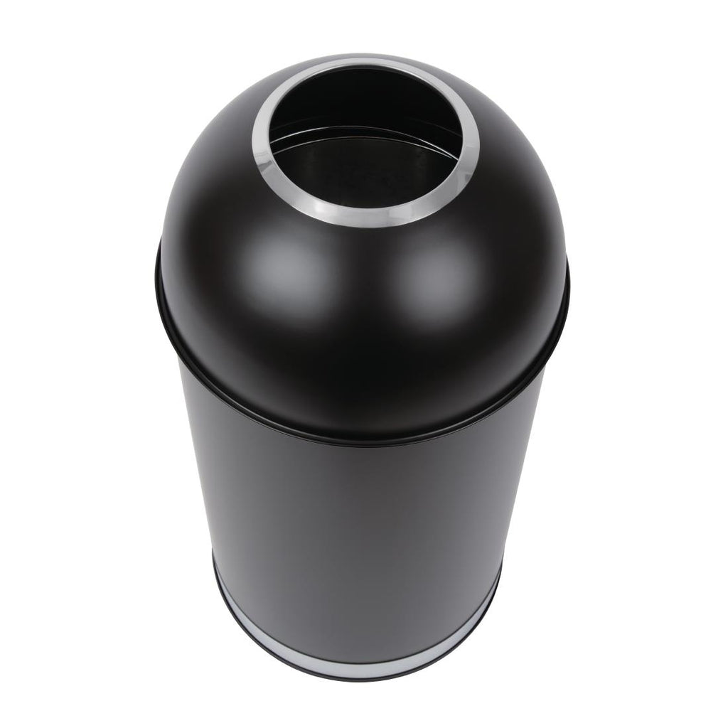 Bolero Steel Bullet Bin with Open Lid (Black) - 40Ltr