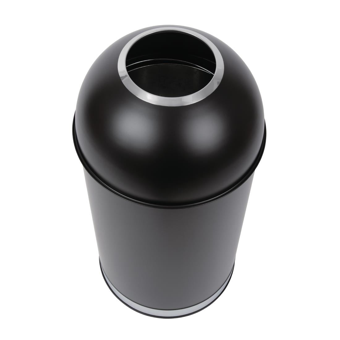 Bolero Steel Bullet Bin with Open Lid (Black) - 40Ltr