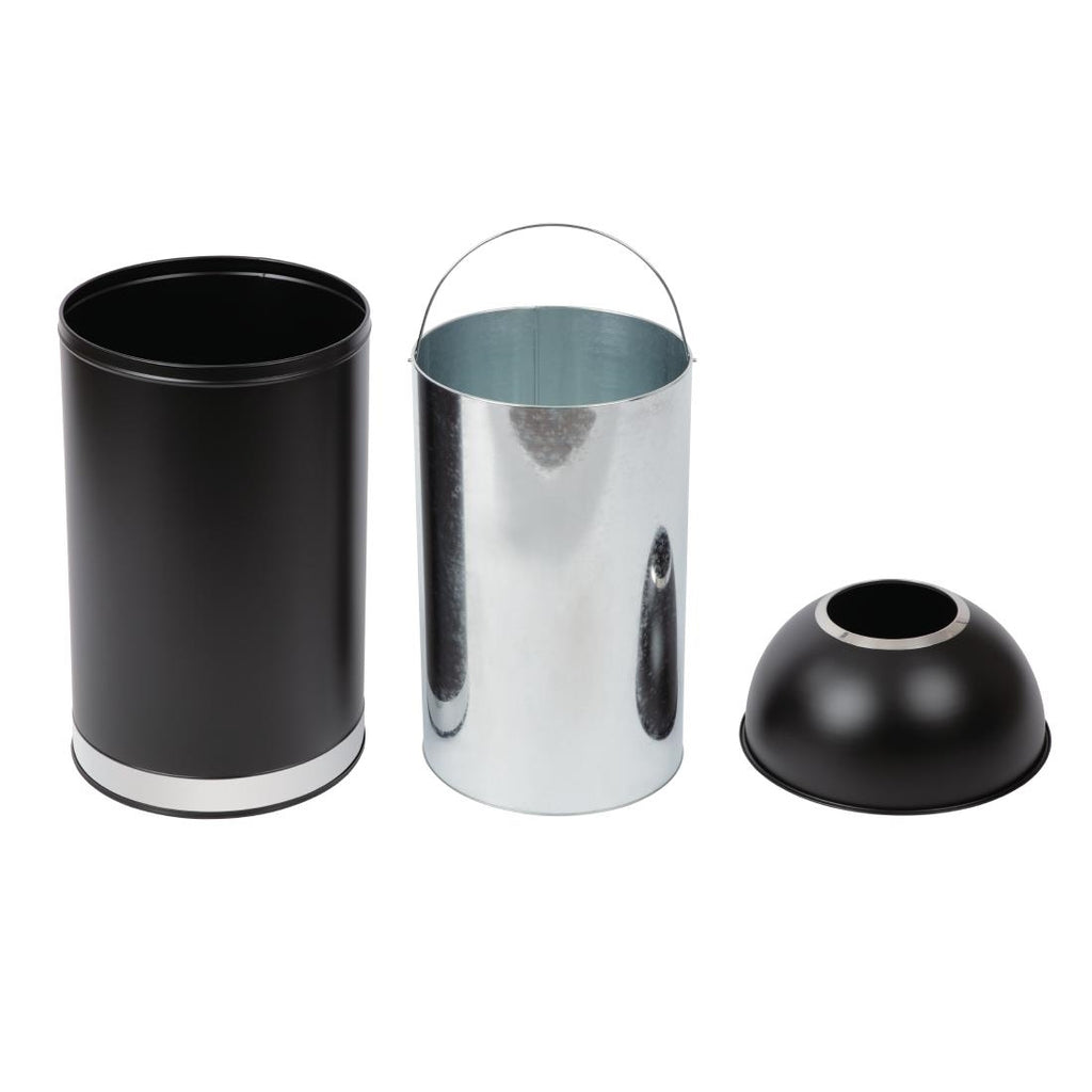 Bolero Steel Bullet Bin with Open Lid (Black) - 40Ltr