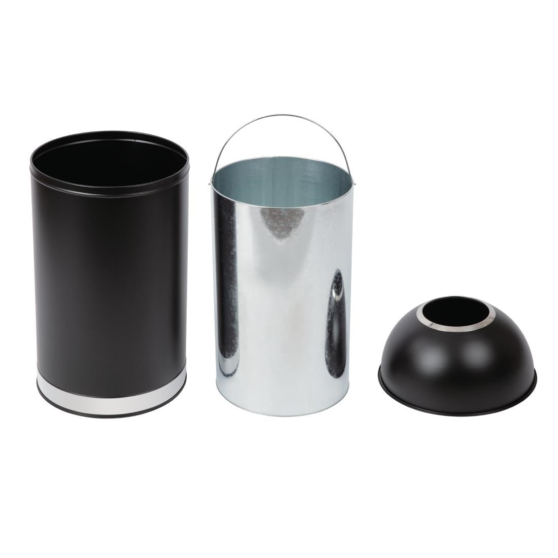 Bolero Steel Bullet Bin with Open Lid (Black) - 40Ltr