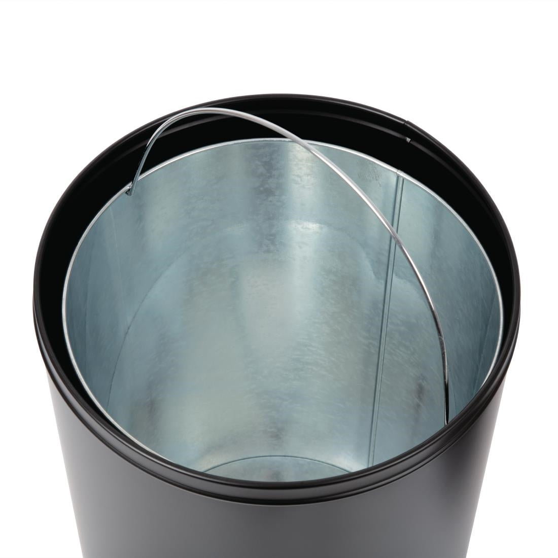 Bolero Steel Bullet Bin with Open Lid (Black) - 40Ltr