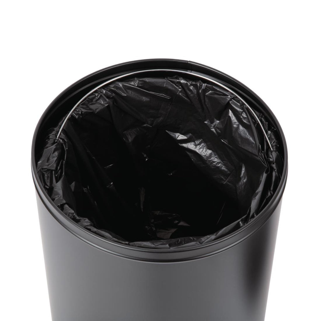 Bolero Steel Bullet Bin with Open Lid (Black) - 40Ltr