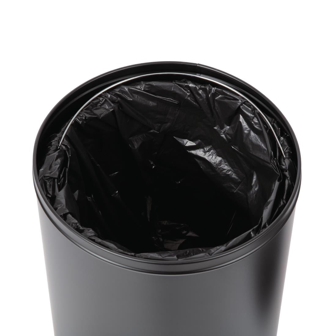 Bolero Steel Bullet Bin with Open Lid (Black) - 40Ltr