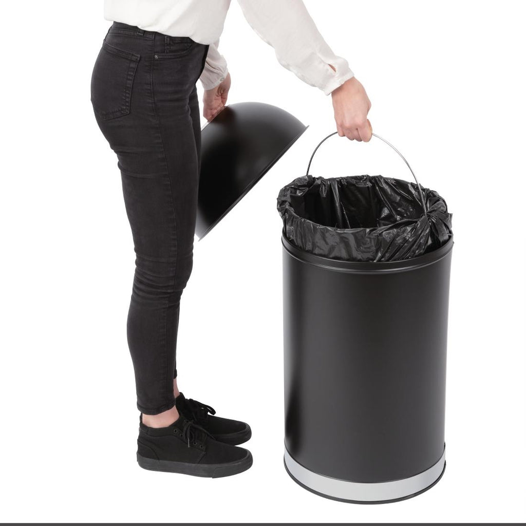 Bolero Steel Bullet Bin with Open Lid (Black) - 40Ltr
