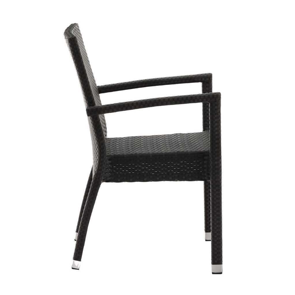 Bolero Wicker Arm Chair Charcoal (Pack 4)