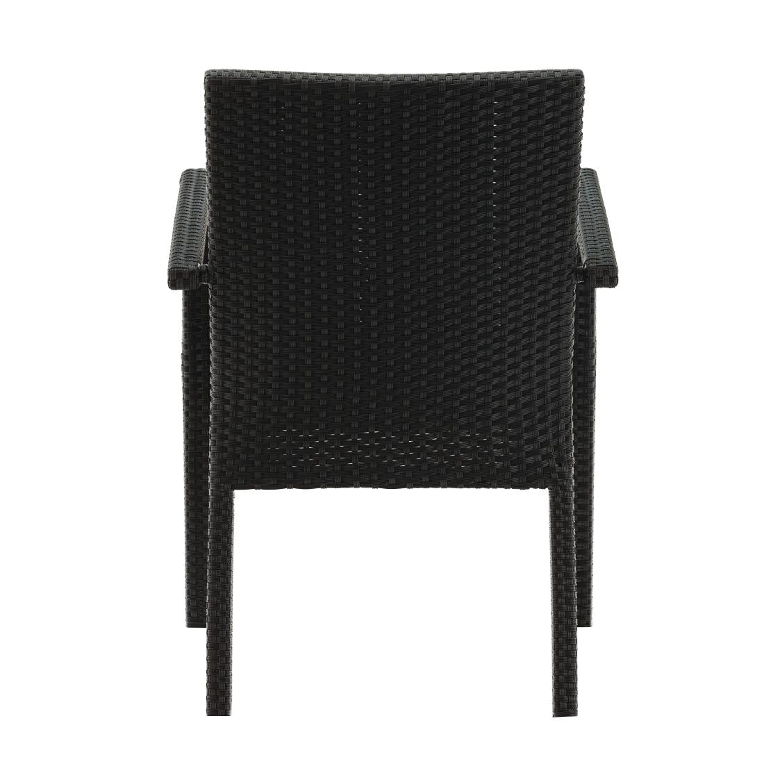 Bolero Wicker Arm Chair Charcoal (Pack 4)