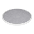 Bolero Light Grey Stone Effect Outdoor Fibre Glass Table Top White Trim Rnd580mm