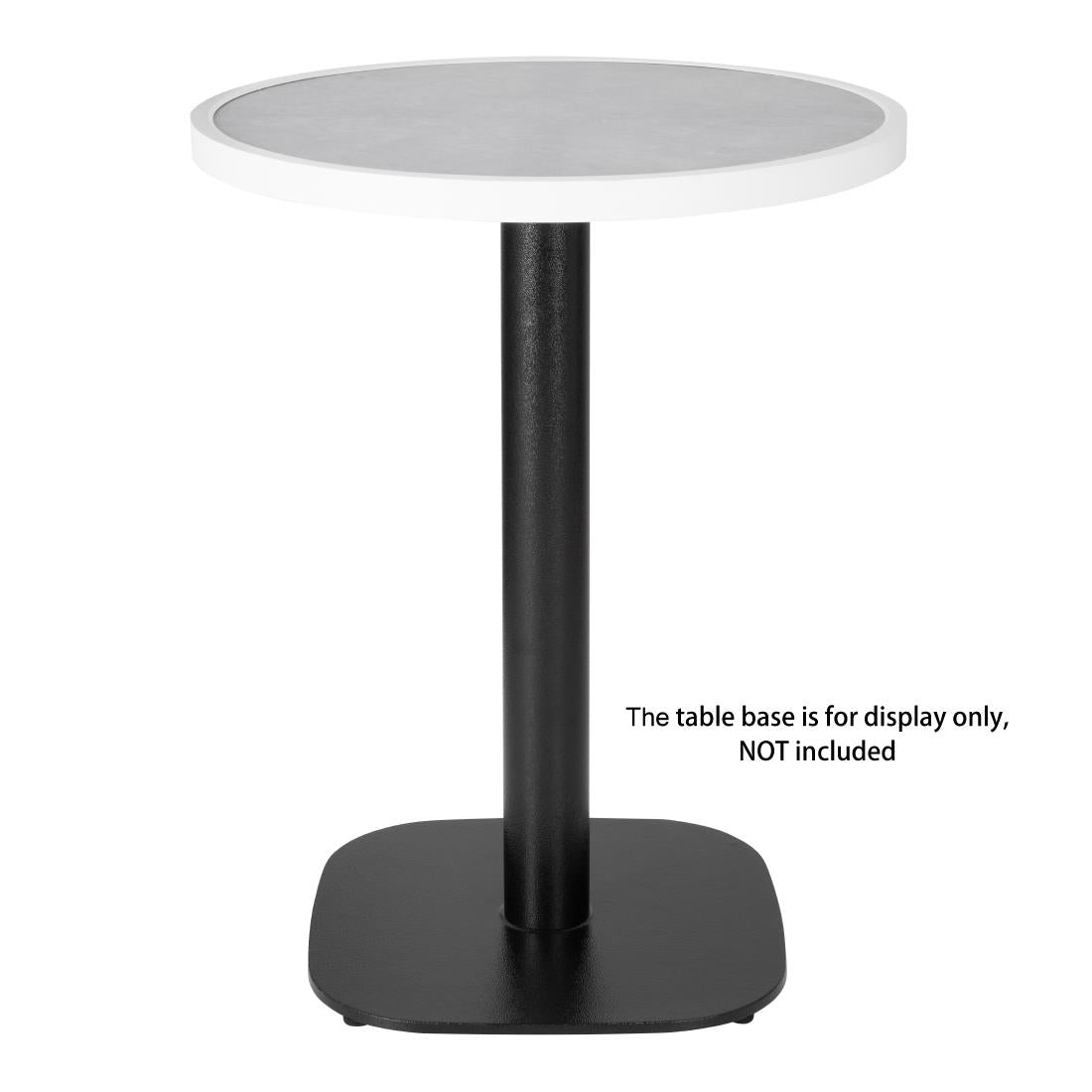 Bolero Light Grey Stone Effect Outdoor Fibre Glass Table Top White Trim Rnd580mm
