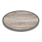 Bolero Wood Grain Effect Outdoor Fibre Glass Table Top Grey Trim Round - 580mm