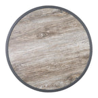 Bolero Wood Grain Effect Outdoor Fibre Glass Table Top Grey Trim Round - 580mm