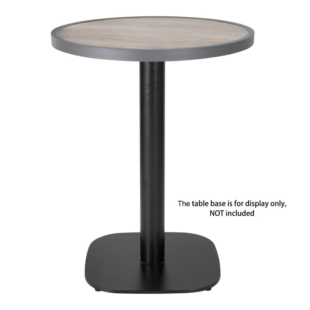 Bolero Wood Grain Effect Outdoor Fibre Glass Table Top Grey Trim Round - 580mm