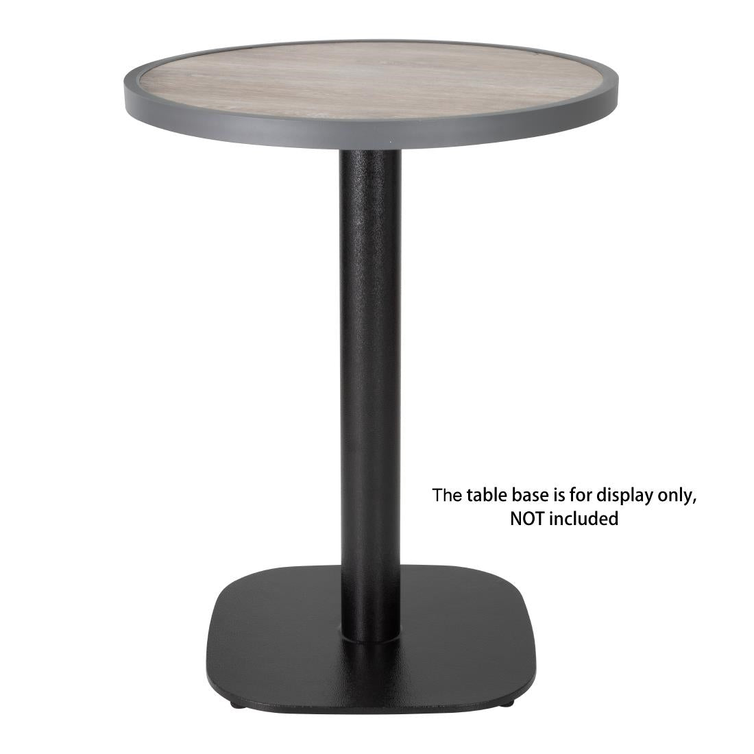 Bolero Wood Grain Effect Outdoor Fibre Glass Table Top Grey Trim Round - 580mm