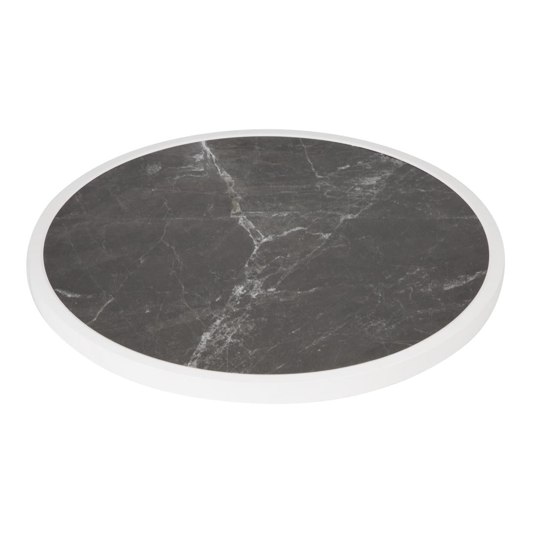 Bolero Dark Granite Effect Outdoor Fibre Glass Table Top White Trim Round 580mm