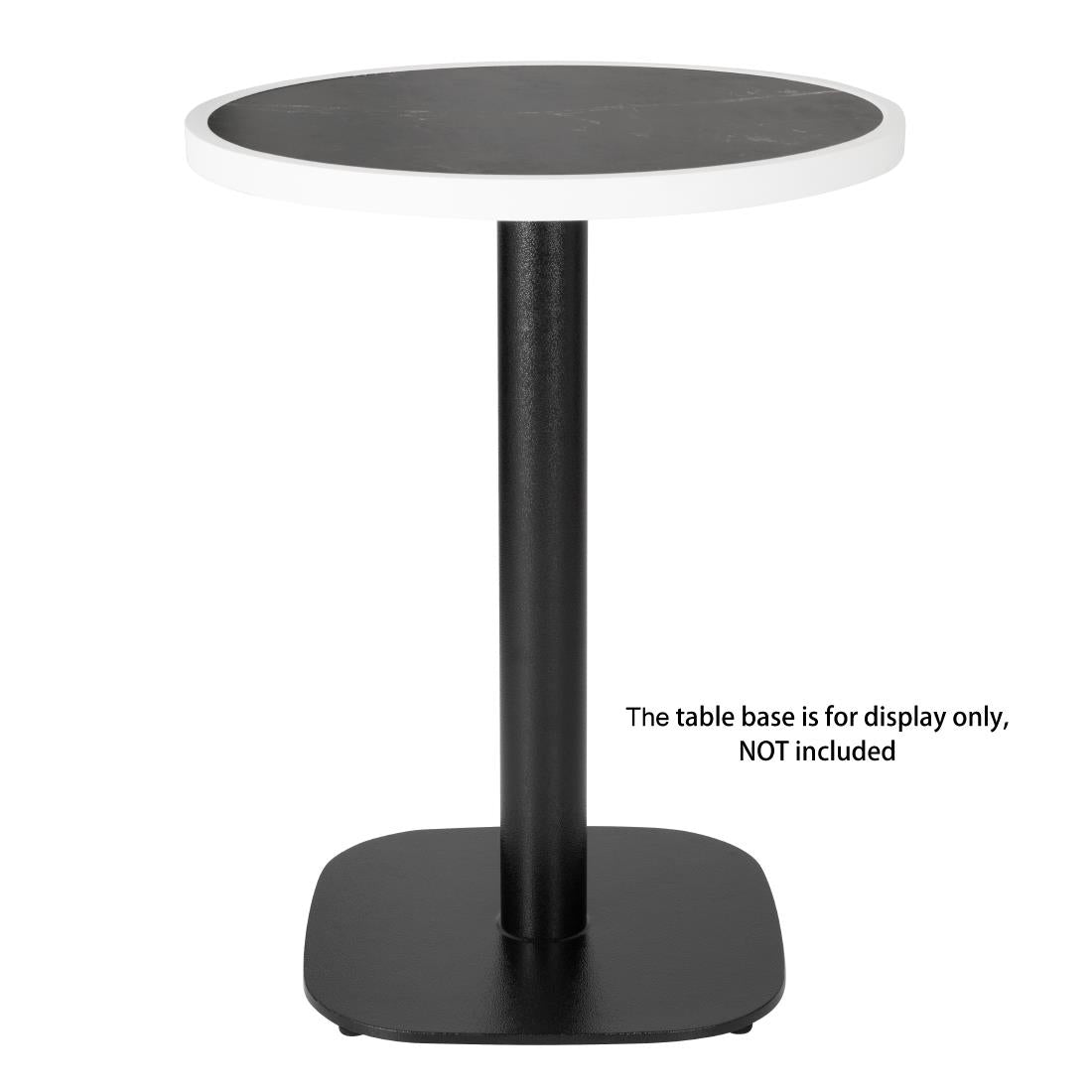 Bolero Dark Granite Effect Outdoor Fibre Glass Table Top White Trim Round 580mm