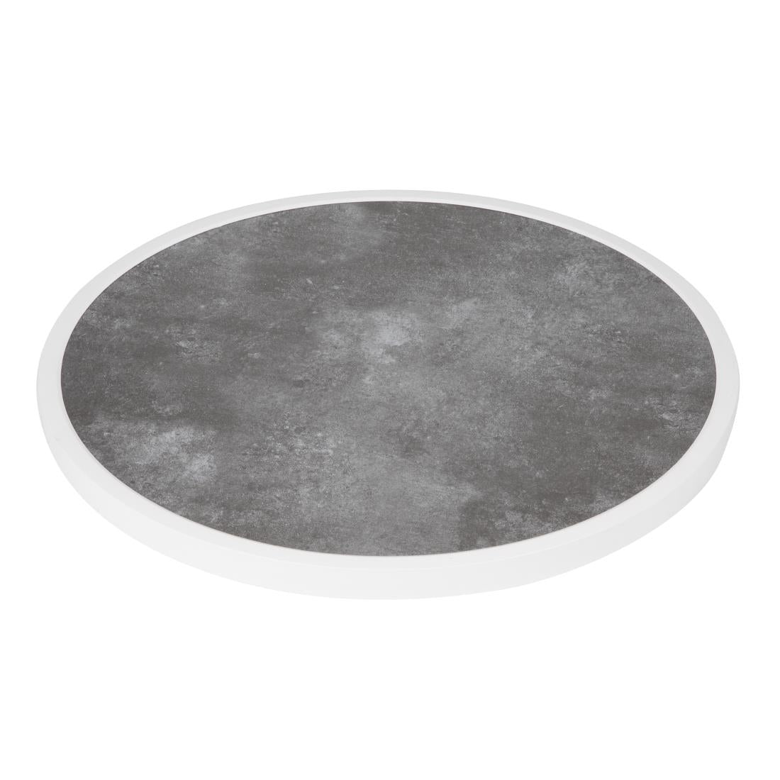 Bolero Dark Stone Effect Outdoor Fibre Glass Table Top White Trim Round - 580mm