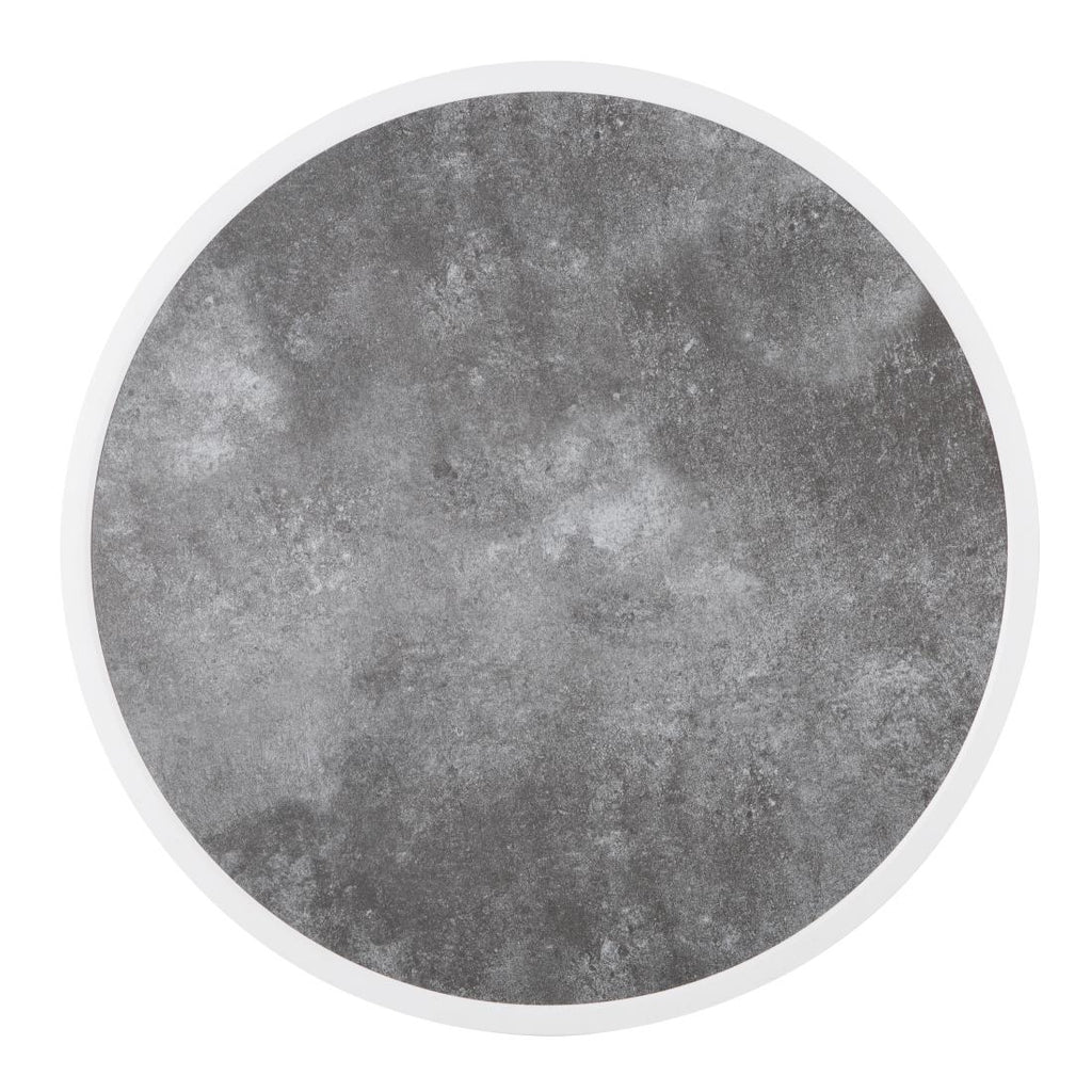 Bolero Dark Stone Effect Outdoor Fibre Glass Table Top White Trim Round - 580mm