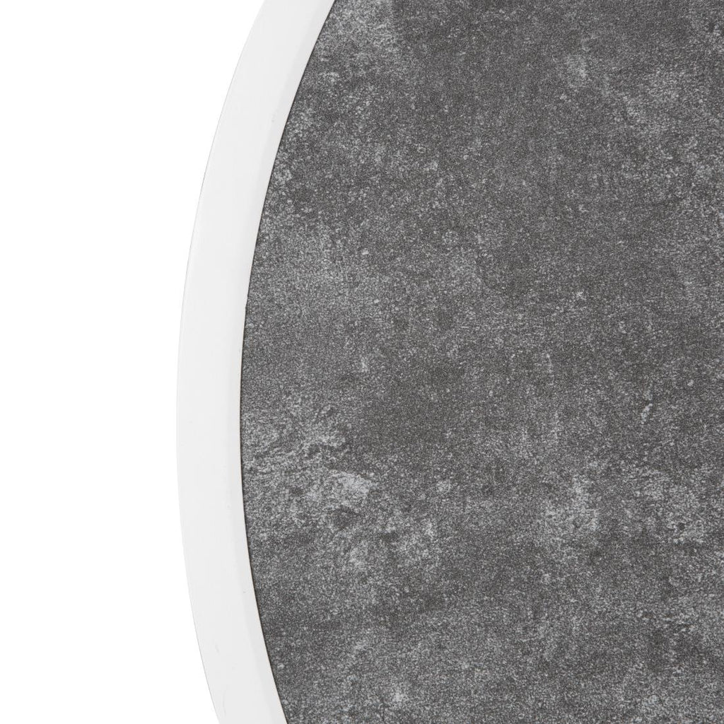 Bolero Dark Stone Effect Outdoor Fibre Glass Table Top White Trim Round - 580mm