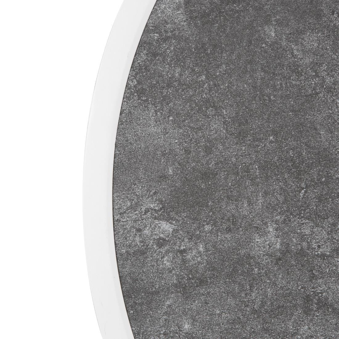 Bolero Dark Stone Effect Outdoor Fibre Glass Table Top White Trim Round - 580mm