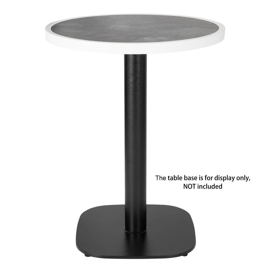 Bolero Dark Stone Effect Outdoor Fibre Glass Table Top White Trim Round - 580mm