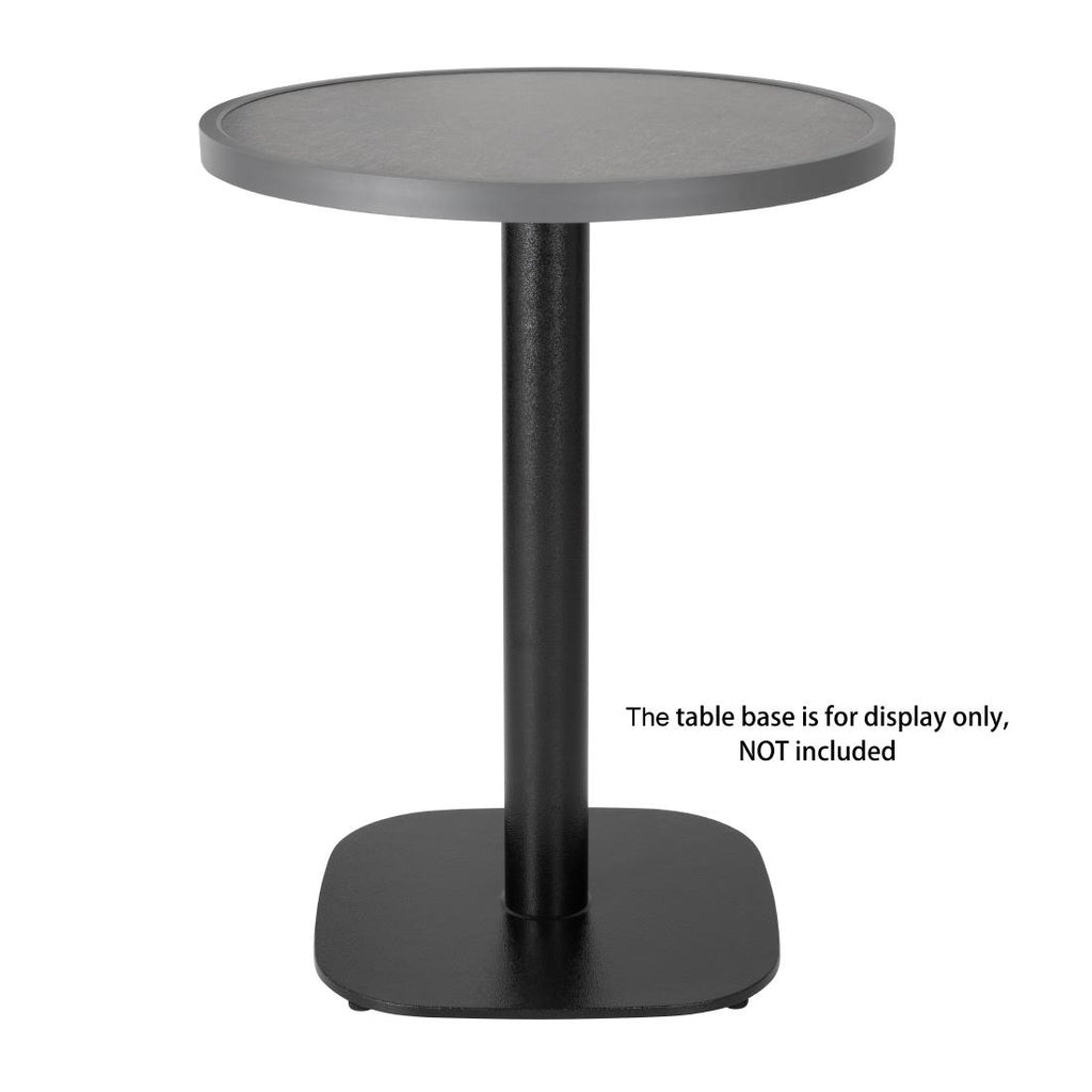 Bolero Black Brushed Mix Outdoor Fibre Glass Table Top Square Grey Trim Rnd580mm