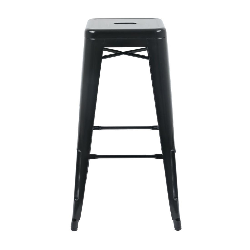 Bolero Black Steel Bistro High Stool (Pack 4)