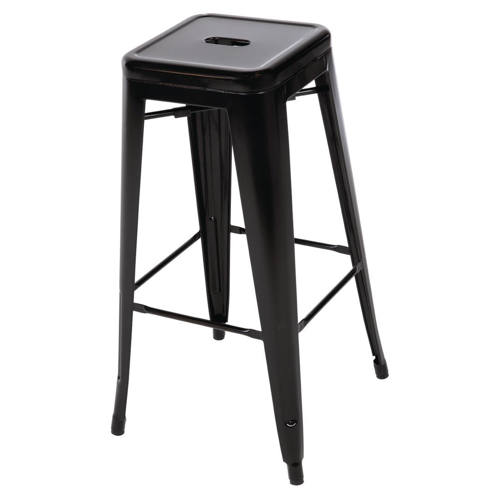 Bolero Black Steel Bistro High Stool (Pack 4)