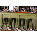 Bolero Black Steel Bistro High Stool (Pack 4)