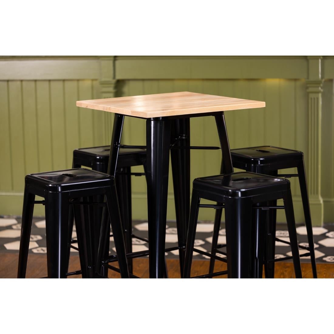 Bolero Black Steel Bistro High Stool (Pack 4)