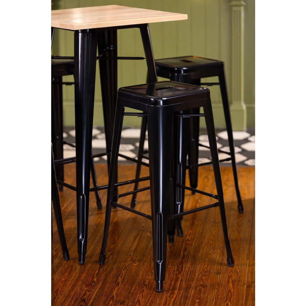 Bolero Black Steel Bistro High Stool (Pack 4)